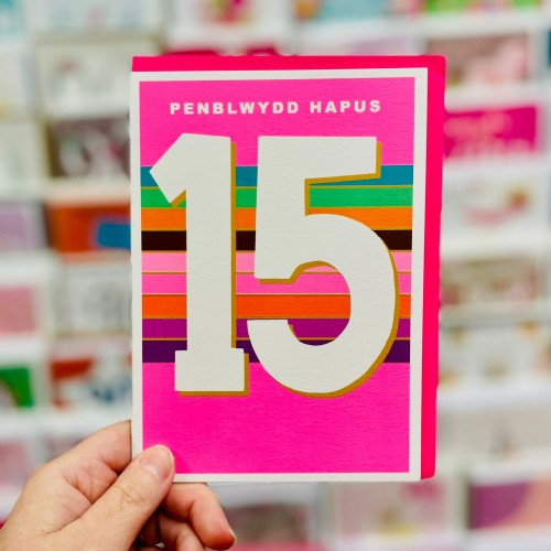 Cardyn Penblwydd 15 Oed - 15 Year Old Birthday Card 