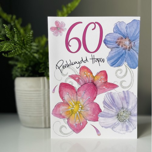 Cardyn Penblwydd 60 Oed - 60 Year Old Birthday Card