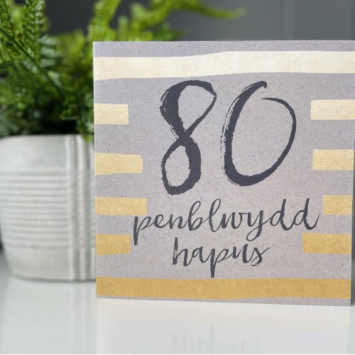 Cardyn Penblwydd 80 Oed - 80 Year Old Birthday Card