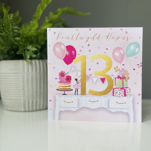 Cardyn Penblwydd 13 Oed - 13 Year Old Birthday Card