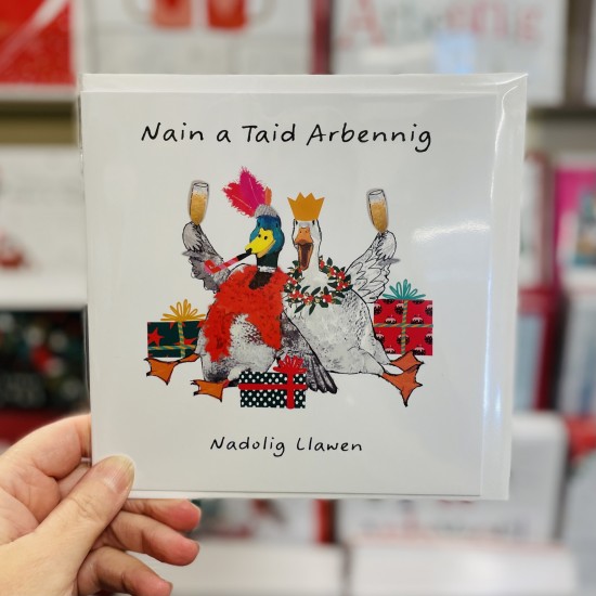 Cerdyn Cymraeg “Nadolig Llawen Nain a Taid” - Welsh Christmas Card for Nain and Taid 