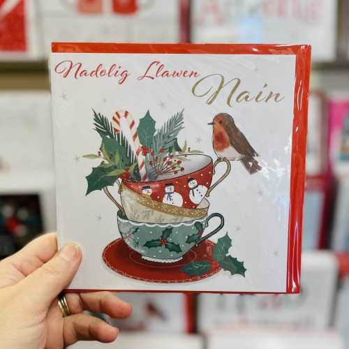 Cerdyn Cymraeg “Nadolig Llawen Nain” - Welsh Christmas Card for Nain 