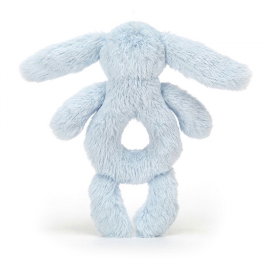 Bashful Baby Blue Bunny Ring Rattle