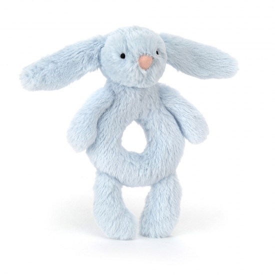 Bashful Baby Blue Bunny Ring Rattle