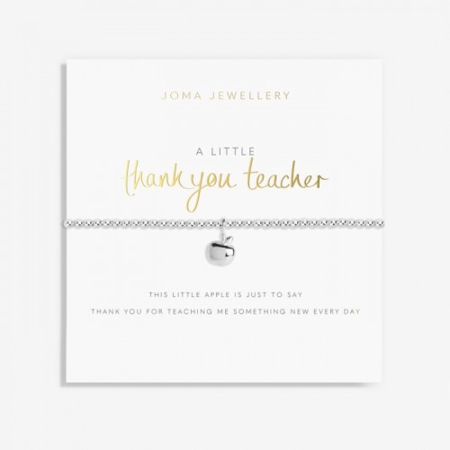 A Little 'Thank You Teacher' Apple Bracelet in Silver Plating 