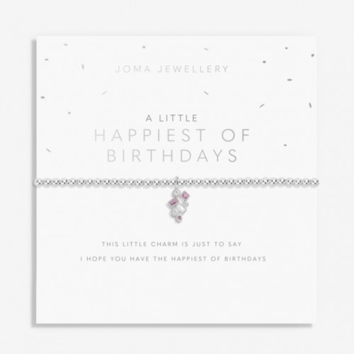 A Little 'Happiest Of Birthdays' Bracelet in Silver Plating 