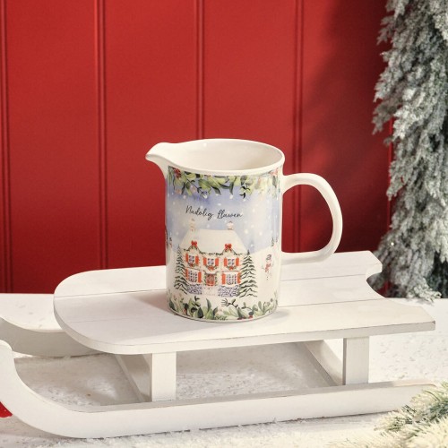 Welsh Christmas Cottage Ceramic Jug 